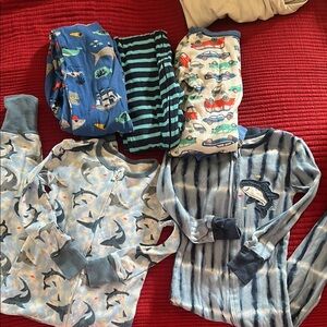 3T footless Sharks, Stripes & Cars Kids Pajamas Set
